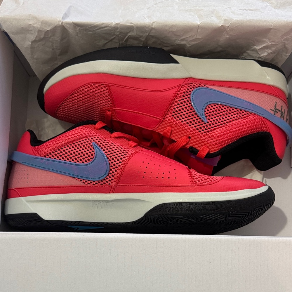 Ja Morant Fuel Nike Crimson and Sky Blue Athletic Shoes